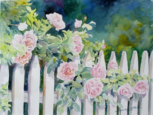 Живопись забор в цветах