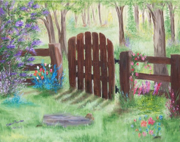 Забор гуашью