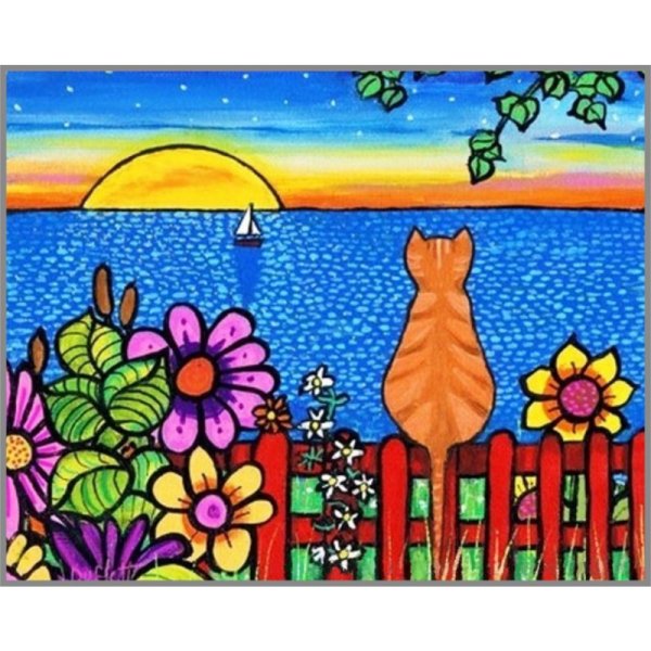 Котик в цветах витраж