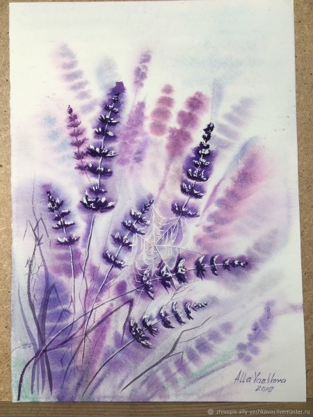 Лаванда акварелью для начинающих