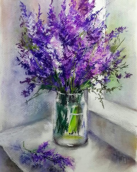 Лаванда гуашью