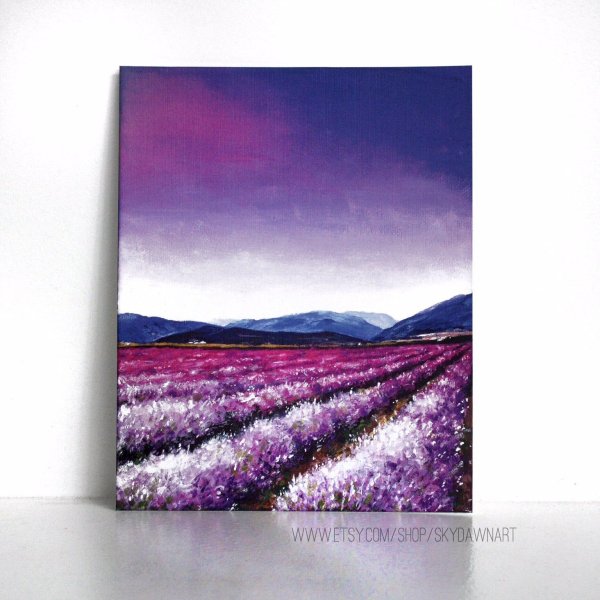 Лавандовое поле акрилом на холсте