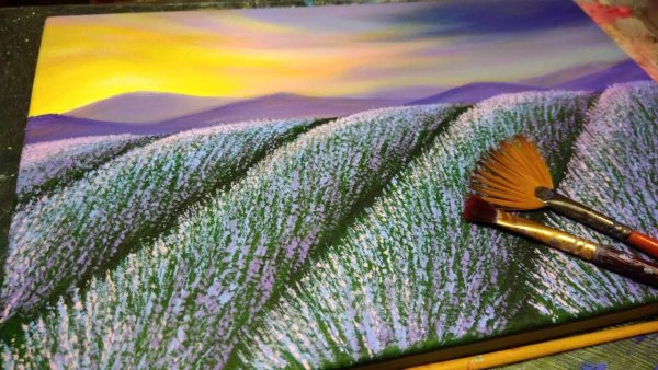 Пейзаж Лаванда акрил
