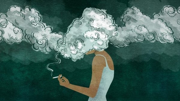 Курящая девушка арт