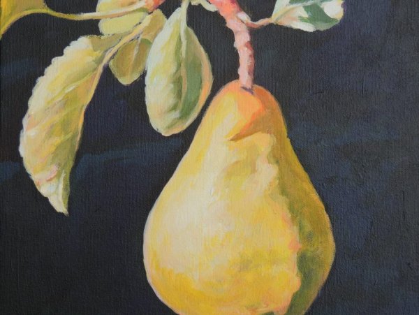 Груша акварелью