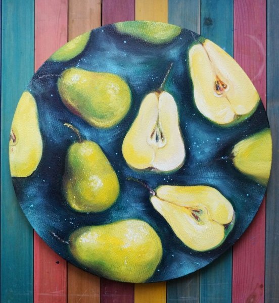 Фрукты масляной пастелью