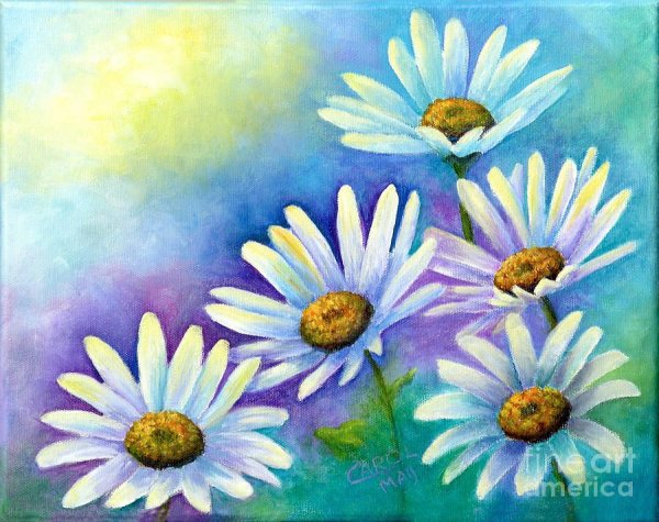 Рисование ромашек гуашью
