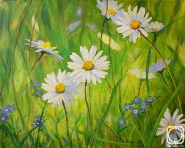 Ромашковое поле акрилом