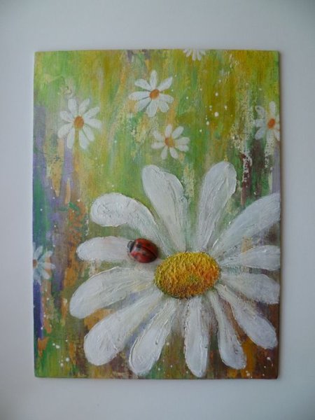 Ромашки акрилом на холсте