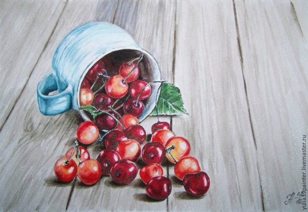 Черешня гуашью