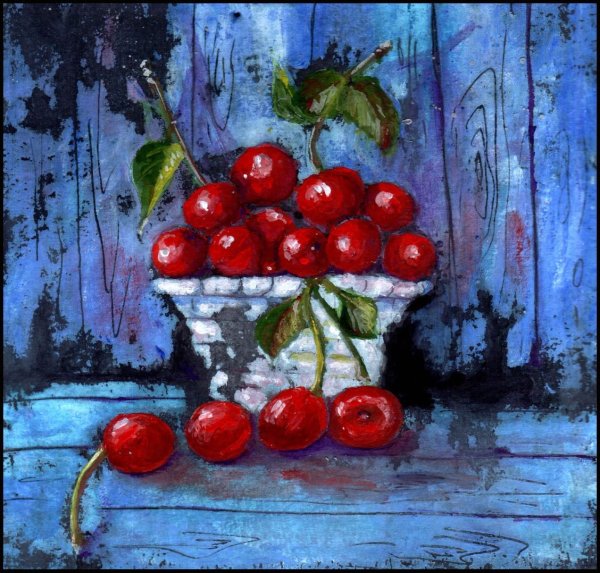 Вишня гуашью