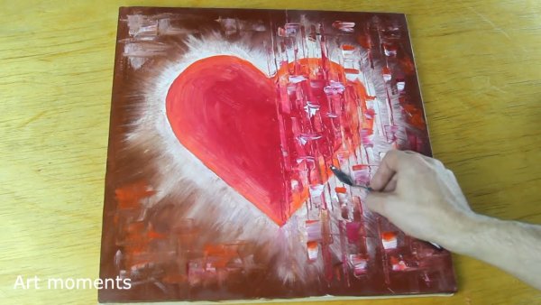 Сердце маслом на холсте