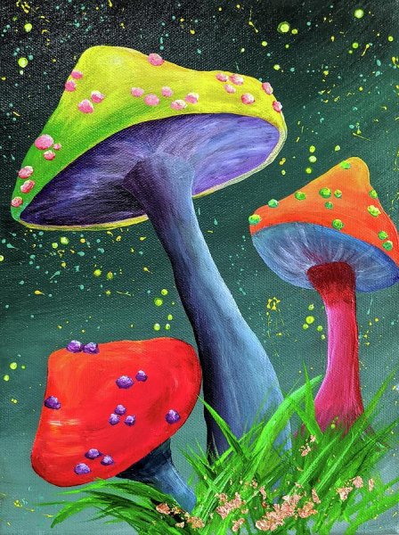 Грибы абстракция маслом