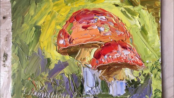 Мухомор живопись мастихином