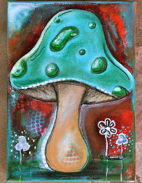 Грибы гуашью