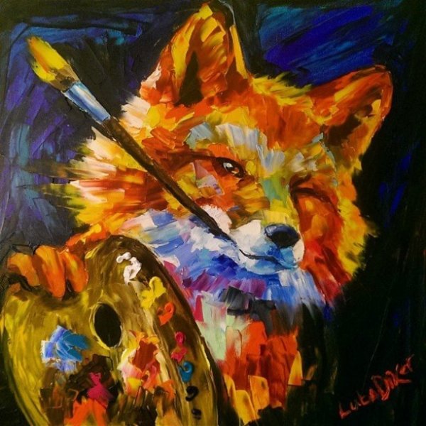 Лиса красками
