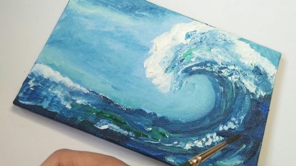 Волна масляными красками