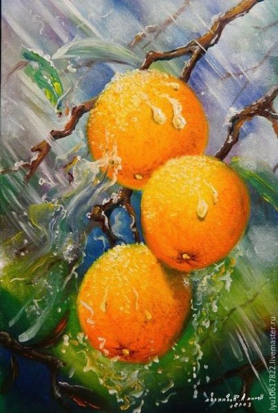 Апельсины акрилом на холсте
