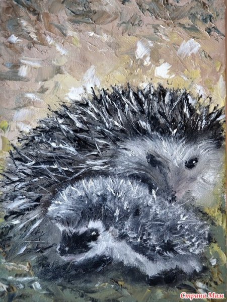 Ежик картина маслом