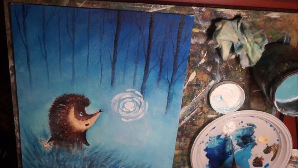 Ежик в тумане акрилом
