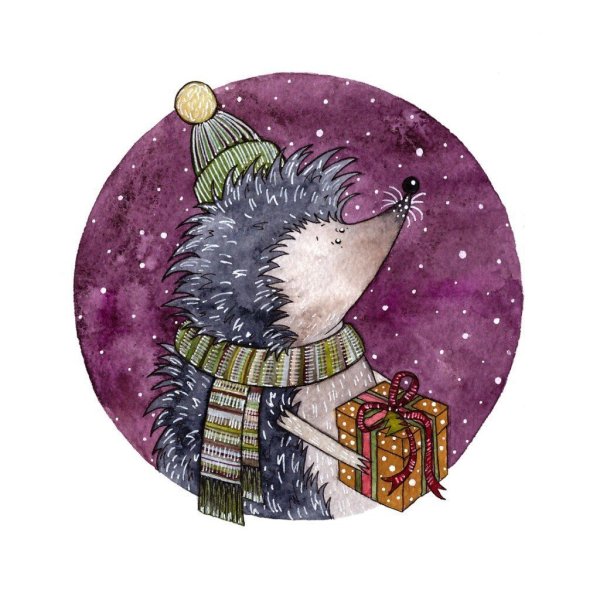 Акварельные ежики