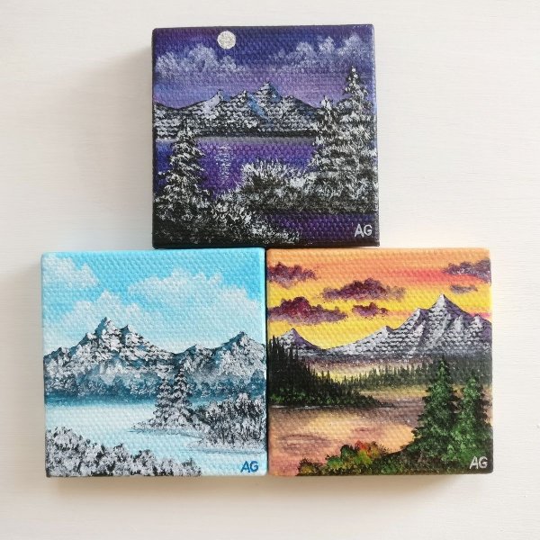 Миниатюры акрилом на холсте