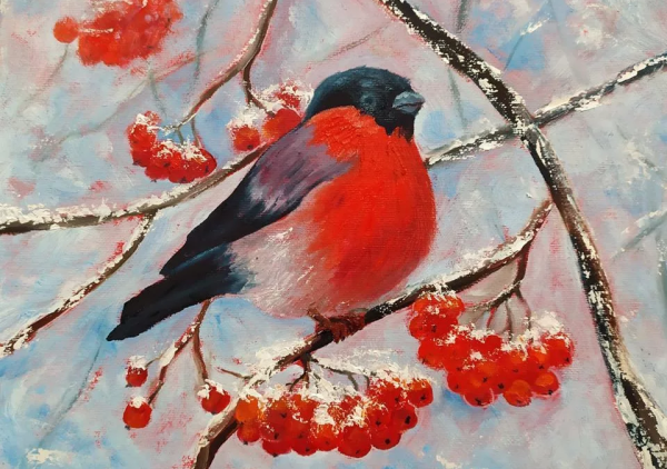 Майстренко Геннадий Снегири художник