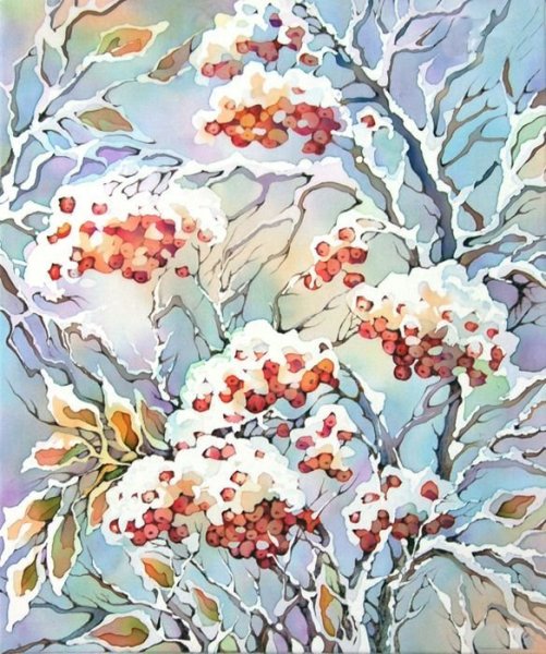 Горячий батик зимний пейзаж