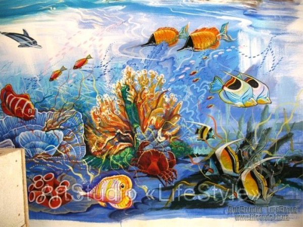 Роспись стен Морское дно