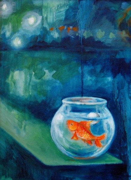 Живопись рыбки в аквариуме