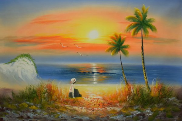 Рисование на берегу моря