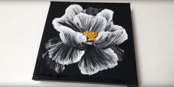 Рисование акрилом с ниткой