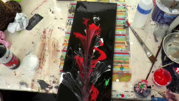 Цветы ниткой акрилом