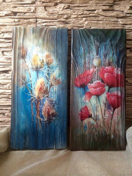 Картины акрилом по дереву
