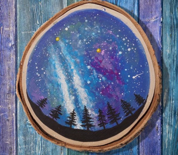 Роспись на спиле дерева