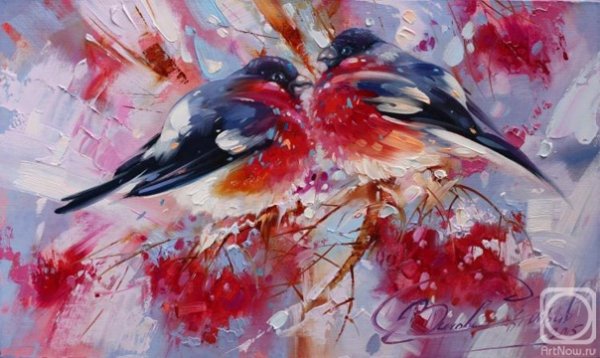 Снегирь мастихином