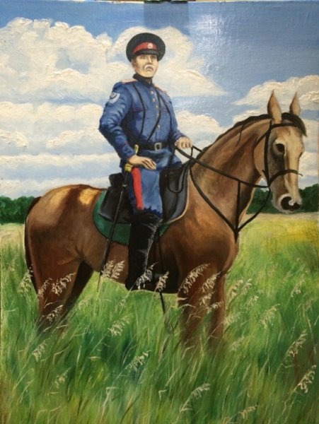 Донской казак на коне с шашкой