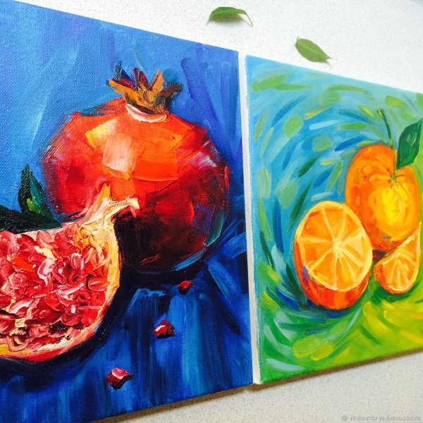 Фрукты маслом на холсте