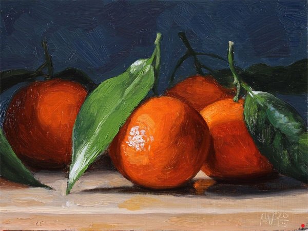 Мандарины в живописи маслом