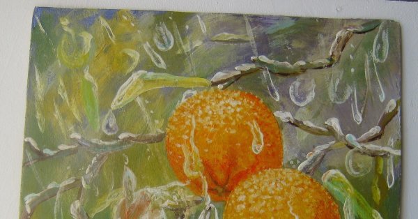 Апельсин картина акрилом