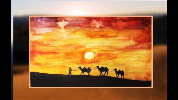 Пустыня закат красками