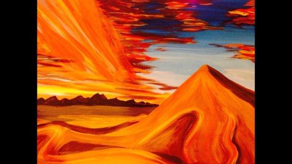 Пейзаж пустыни красками