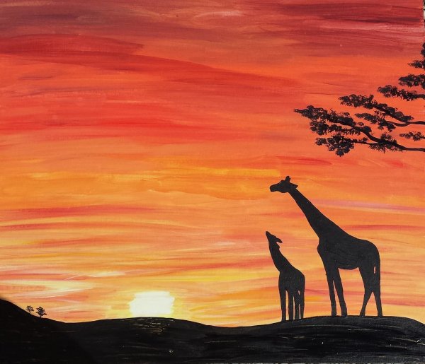 Правополушарное рисование африканские пейзажи