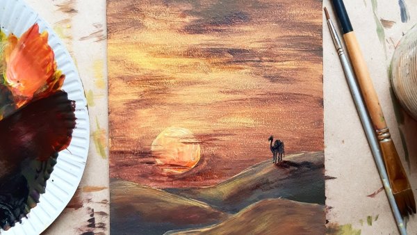 Картина 20 оттенков коричневого красками детям