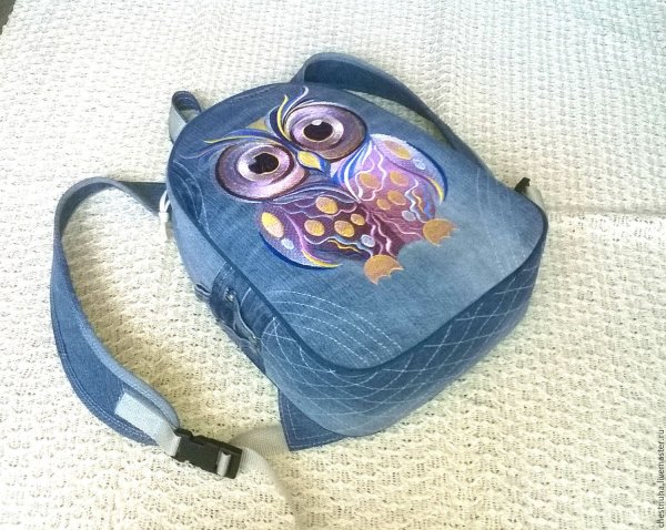 Сумка Сова джинс синель