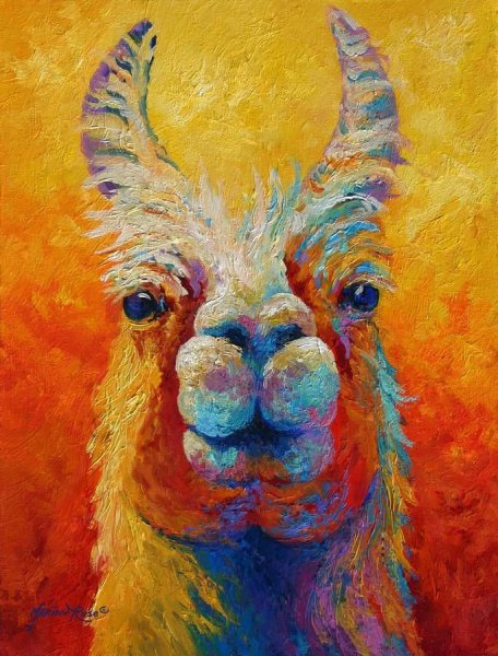 Лама альпака живопись