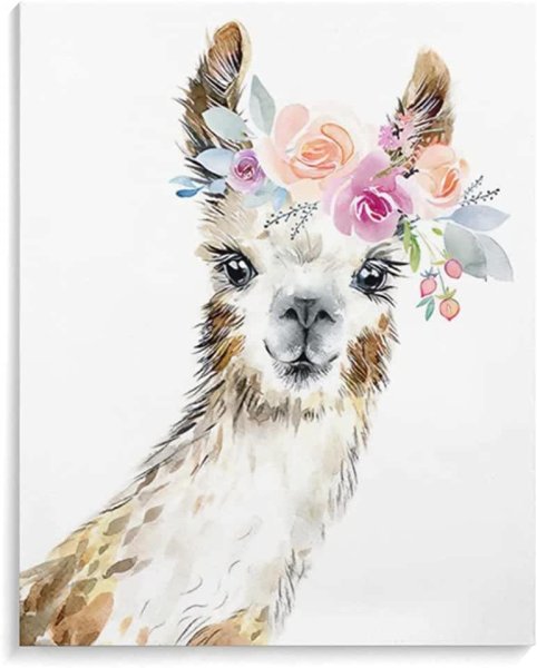 Лама альпака гуашь