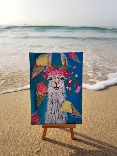 Lama animal акварель