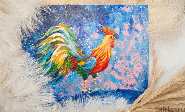 Рисование акрилом петух