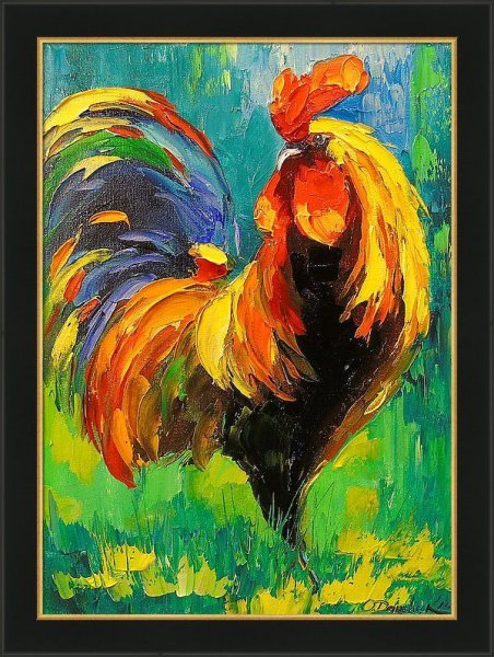 Петух живопись маслом